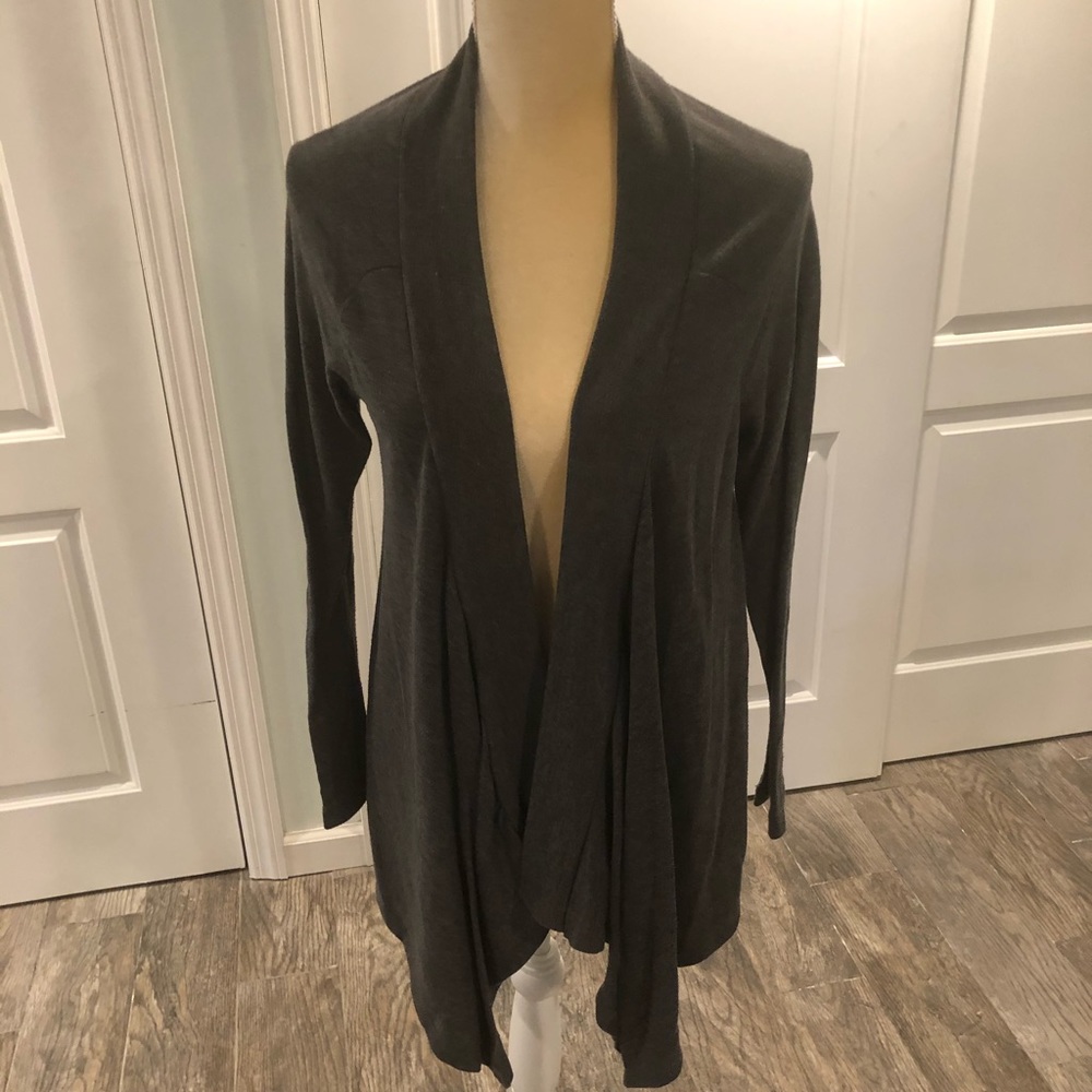 Charcoal Grey Draped Front Cardigan